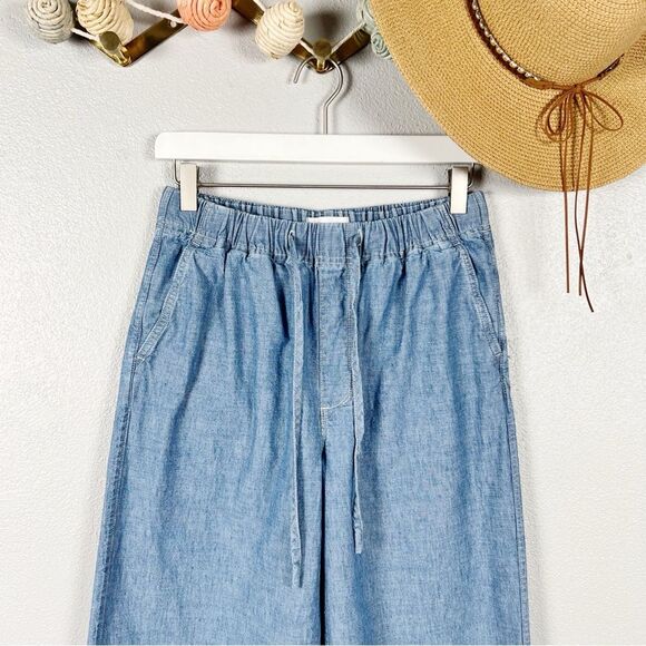 Alex Mill Riley Wide Leg Chambray Pull-On Pants 100% Cotton Small - Picture 3 of 8